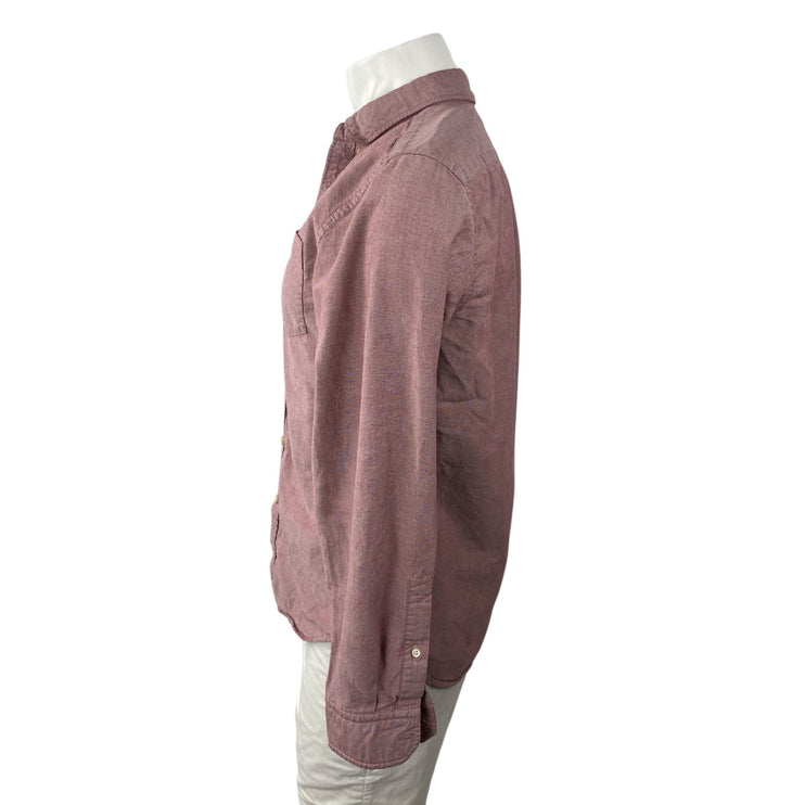 Banana Republic Men's Red Grant Fit Oxford Long Sleeve Button Down Shirt Top M