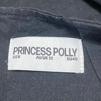 Princess Polly Women's Black High Waisted Back Zip Slit Mini A Line Skirt Size 8