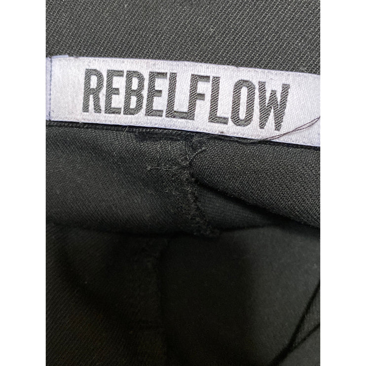 Rebelflow Women's Black High Rise Pleated Wide Leg Baggy Trousers Pants Size S