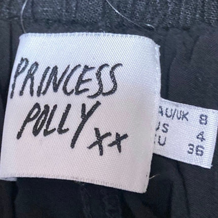 Princess Polly Women's Black Linen Elastic Waist Casual Lounge Shorts Size 4