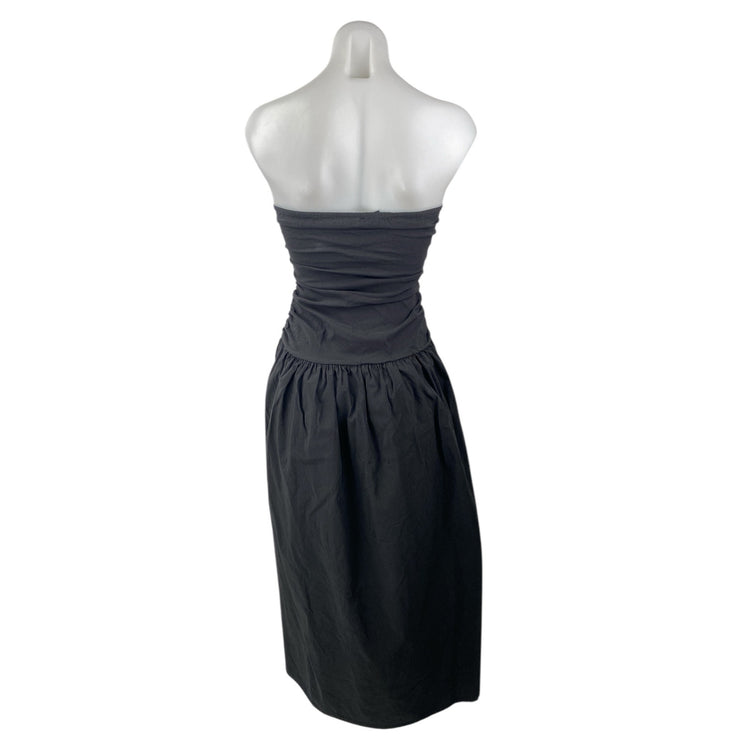 PrettyLittleThing Black Strapless Sleeveless Midi A-Line Tank Tube Dress Size 2