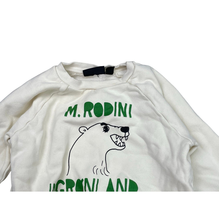 Mini Rodini Kids Girl White Polar Bear Print Crew Neck Sweater Sweatshirt 8-9 YO