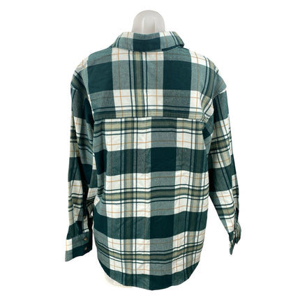 Abercrombie & Fitch Oversized Green Plaid Check Flannel Button Down Shirt Top L