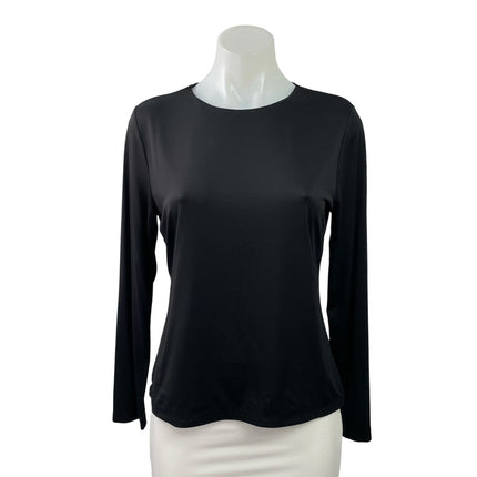 Tahari Women's Black Round Neck Basic Knit Long Sleeve T Shirt Tee Top Size L