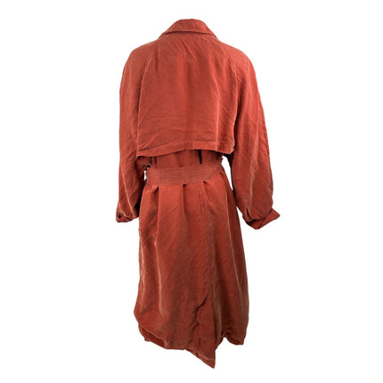 Asos Women's Orange Faux Suede Collared Long Cuff Sleeve Trench Coat Jacket Sz S