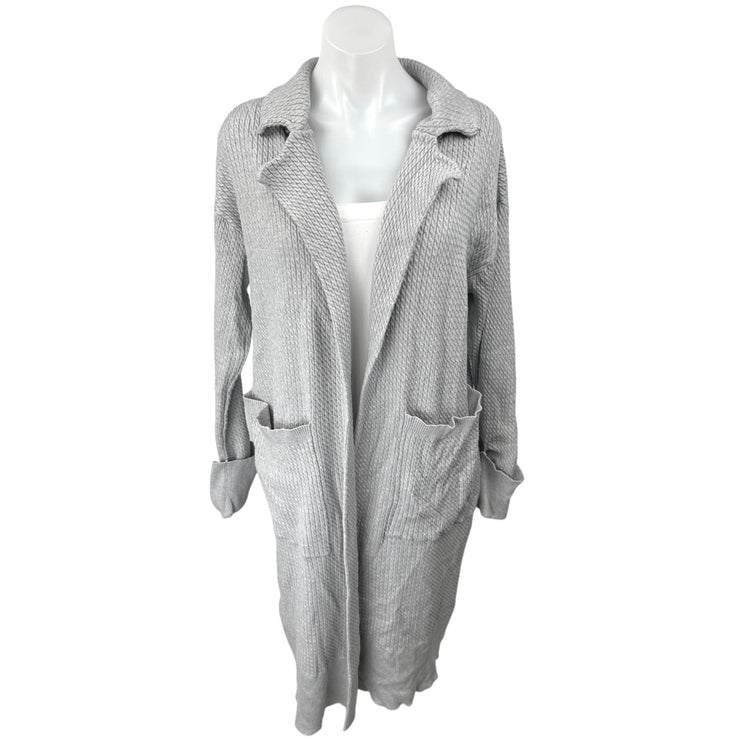 WeWoreWhat Women's Gray Cable Knit Long Sleeve Open Front Cardigan Sweater XXS