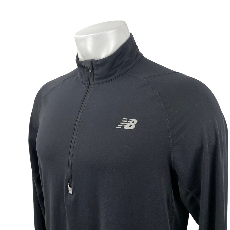 New Balance Men's Black High Neck Long Sleeve Sports Athletic Activewear Top L