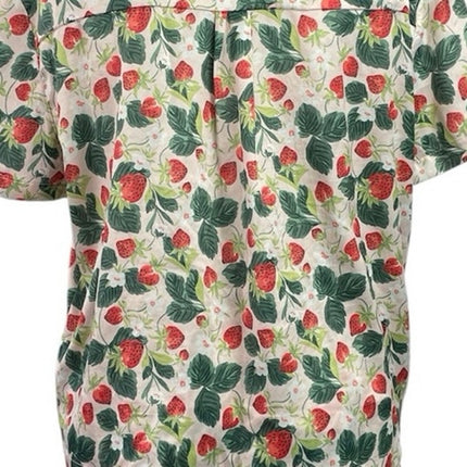 Macy's Flower Show Strawberry Short Sleeve Button Up Sleepwear Pajamas Set XS