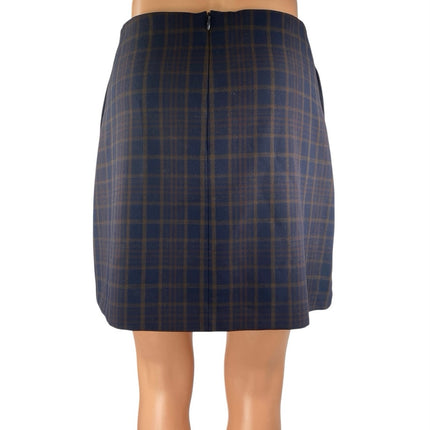 Aritzia Wilfred Blue Plaid Flannel Tartan High Waisted A Line Mini Skirt Size 4