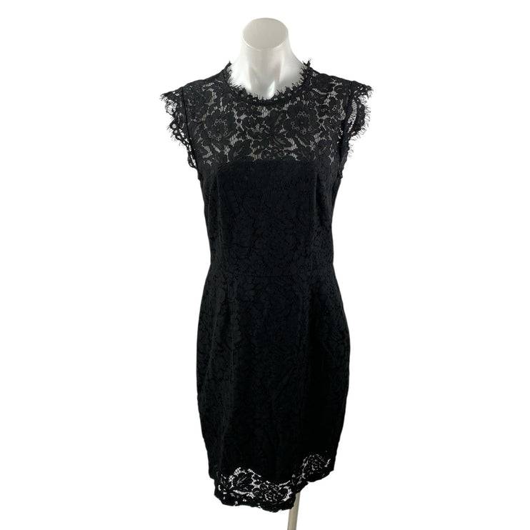 Rachel Zoe Women's Black Floral Lace Sleeveless Midi Bodycon Sheath Dress Size 8