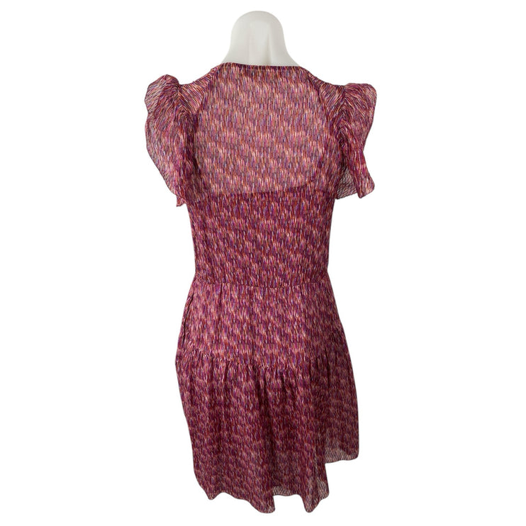 Of Two Minds Women's Pink Ruffle Sleeve Embroidered A Line Mini Dress Size S