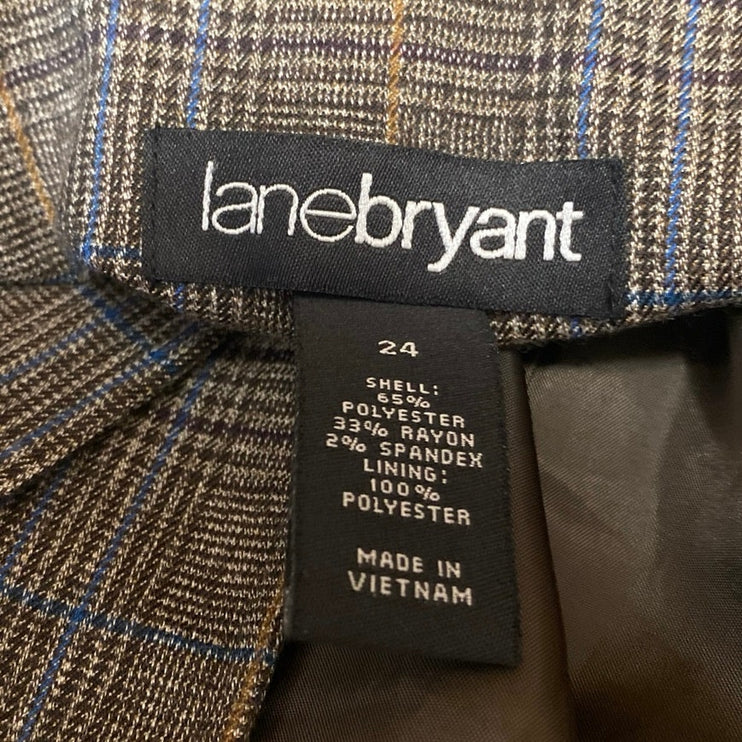Lane Bryant Women's Brown Plaid Long Sleeve Blazer Coat Suit Jacket Size 24