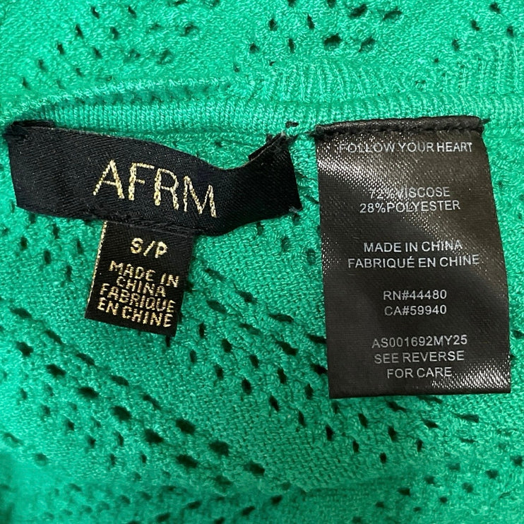 AFRM Green Halter Open Knit Sleeveless Crop Top Midi Skirt Two Piece Set Size S