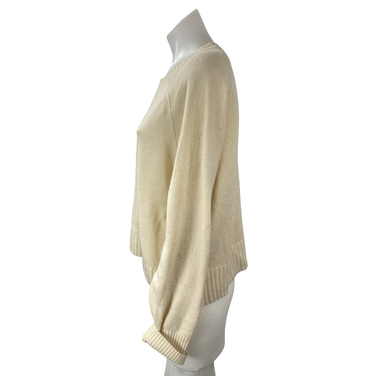 Everlane Women's Cream Cashmere Crew Neck Knit Long Sleeve Sweater Top Size L