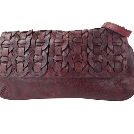 Patricia Nash Red Baku Leather Italian Convertible Chain Crossbody Purse Handbag