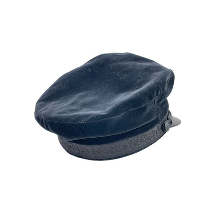 The Kooples Women's Black Velvet Fleur De Li Crystal Embellished Hat Cap Size 57