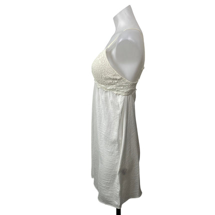 Etam Women's White Sleeveless Lace Chiffon Babydoll Camisole Nightgown Dress M