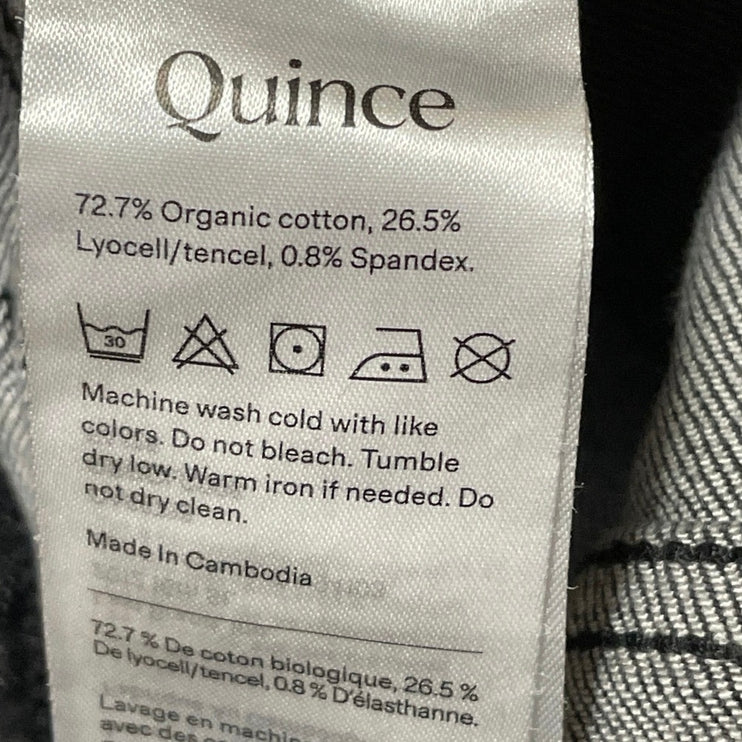 Quince Women's Black Faded  High Waisted Wide Leg Baggy Denim Jeans Pants Sz 30