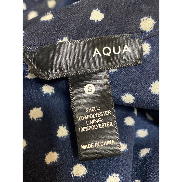 Aqua Women's Blue Polka Dots Button Down Short Cap Sleeve Jumpsuit Romper Size S
