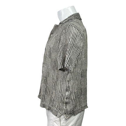 Hollister Boxy Fit Black White Check Open Knit Crochet Button Down Shirt Top S