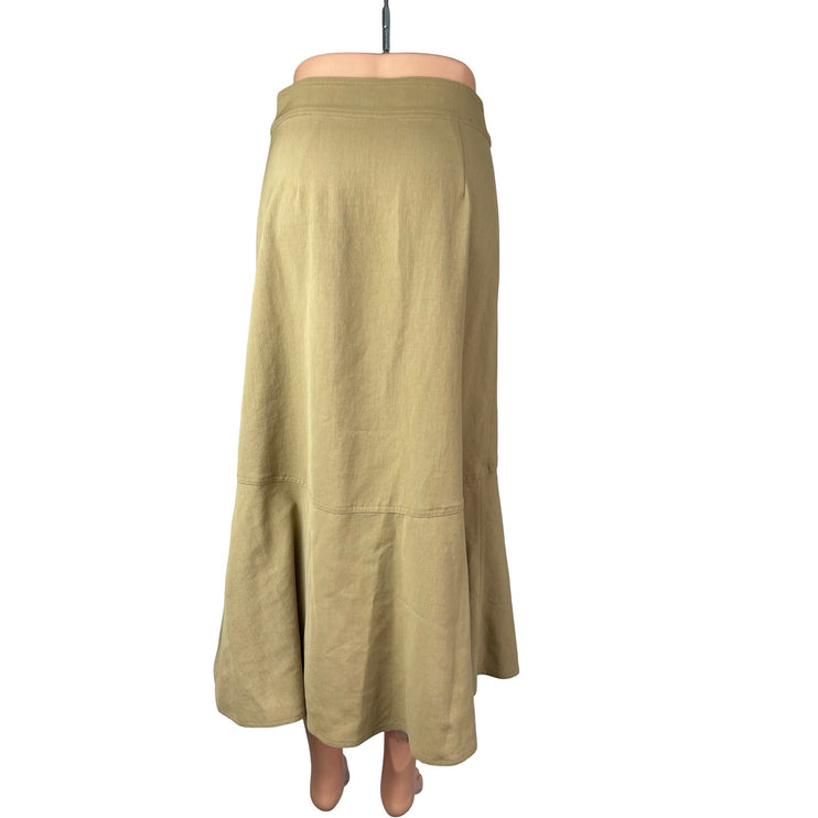 A.L.C. Pierre Womens Khaki Ruffled Belted High Rise Midi High Low A-Line Skirt 4