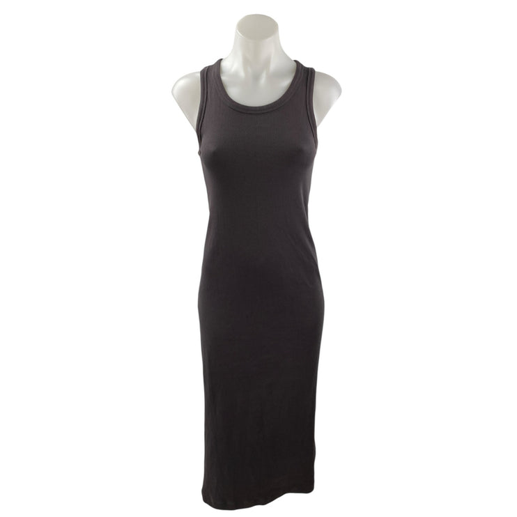 Cos Women's Brown  Ribbed Knit Crew Neck Sleeveless Midi Tank Bodycon Dress Sz S