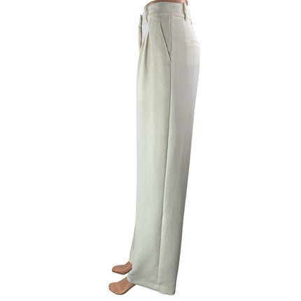 Aritzia Wilfred The Effortless White Pleated Wide Leg Trouser Dress Pants Size S