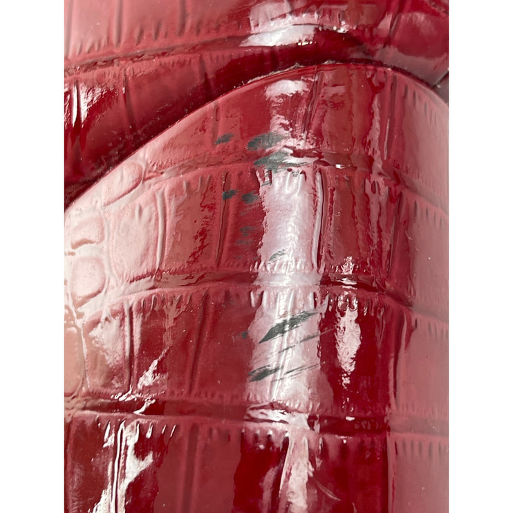Vince Camuto Benedie Red Patent Leather Crocodile Pointed Toe Ankle Boots Sz 10