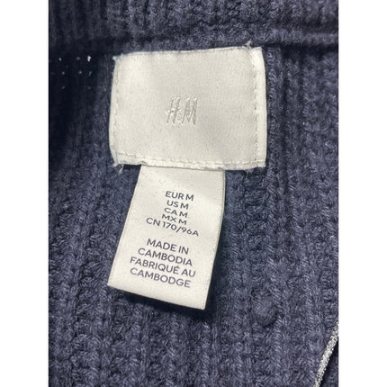 H&M Women's Navy Blue Ribbed Knit Long Sleeve Button Down Cardigan Sweater Top M
