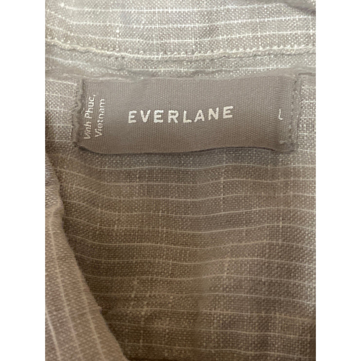 Everlane Men's Gray Pinstripe Short Sleeve Pocket Button Down Shirt Top Size L