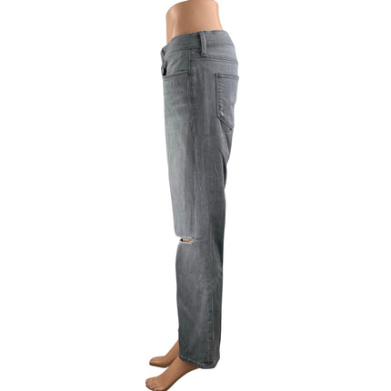Hudson Women's Gray Mid Rise Distressed Baggy Wide Leg Denim Jeans Pants Size 28