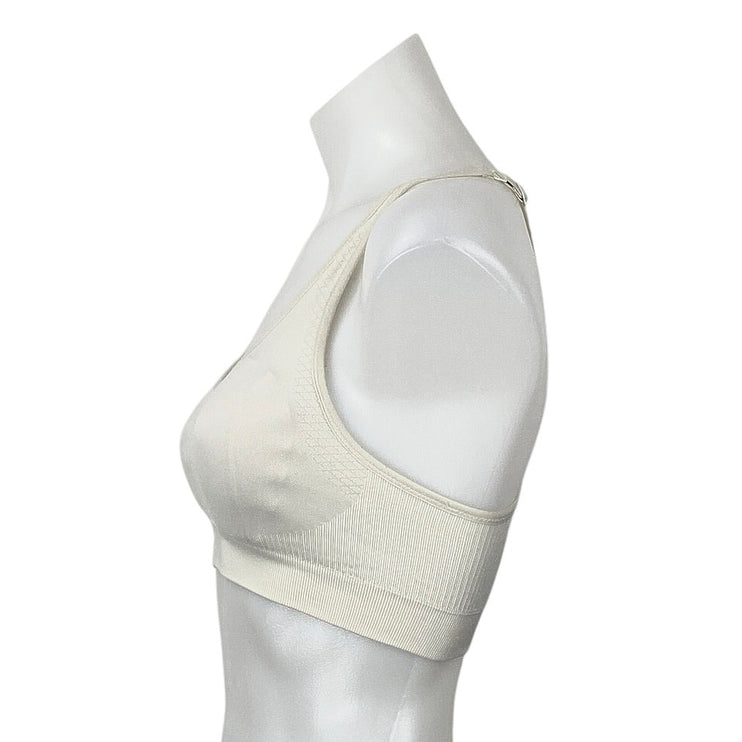 Tory Burch Sport Beige Racerback Yoga Workout Athletic Crop Top Sports Bra Sz S