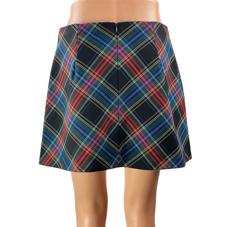 Zara Women's Multicolor High Waisted Plaid Tartan Check A-line Mini Skirts Sz M