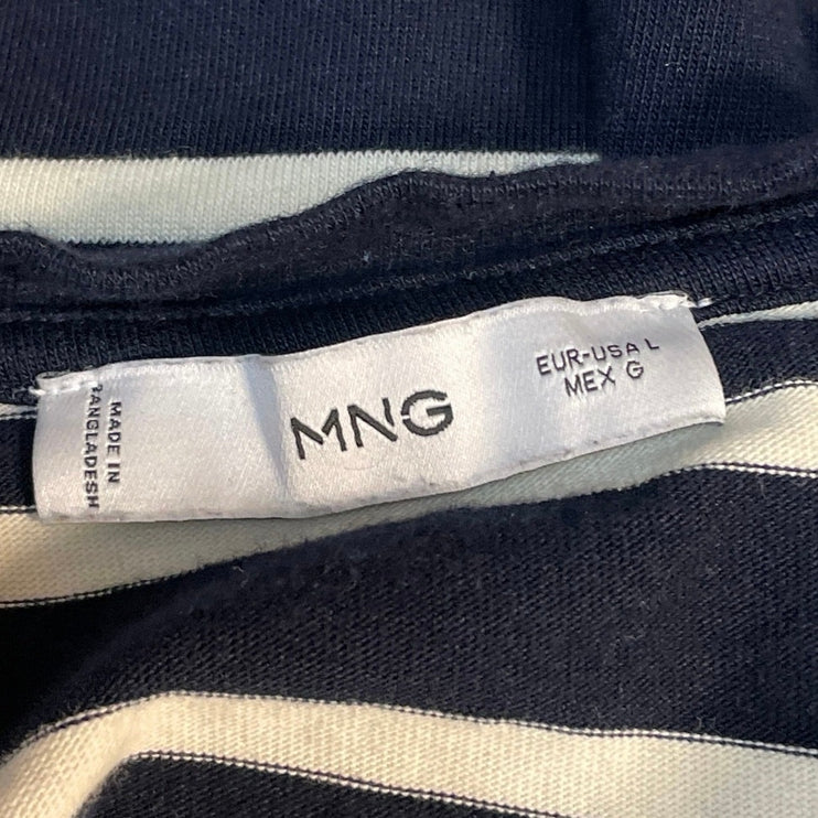 MNG Mango Women's Stripe Crew Neck Short Sleeve Classic Tee Basic T-Shirt Top L