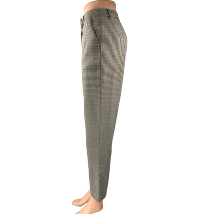 MNG Mango Womens Brown Tan Houndstooth High Waist Trousers Dress Pants Size 4MN