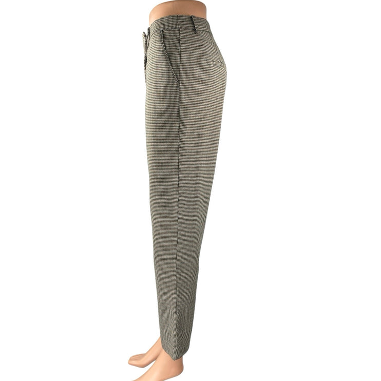 MNG Mango Womens Brown Tan Houndstooth High Waist Trousers Dress Pants Size 4MN