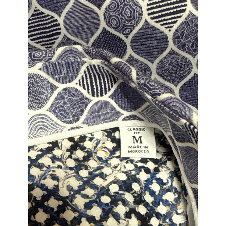 Robert Graham Bramston Geometric Men's Blue Short Sleeve Button Down Shirt Top M