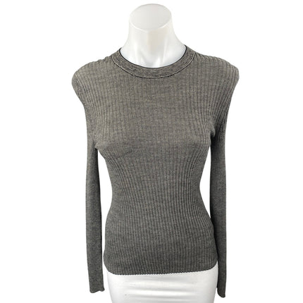 Theory 100% Wool Women's Gray Knitted Long Sleeve Crew Neck Sweater Shirt Top S