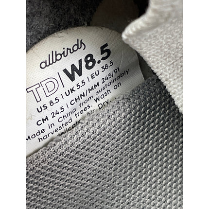 Allbirds Tree Dasher Women's White Gray Lace Up Low Athletic Running Shoes 8.5