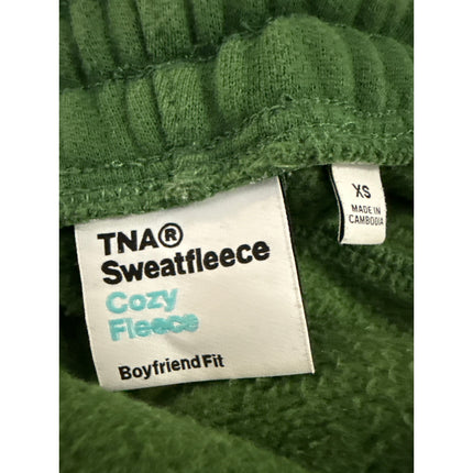 Aritzia TNA Sweatfleece Green Elastic Waist Wide Leg Trousers Sweatpants Size XS