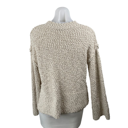 Bobeau Women's Beige Popcorn Knit Long Sleeve Crew Neck Sweater Top Size XS