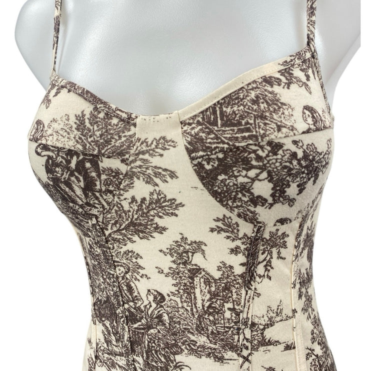 Cider Cream Brown Sleeveless Cami Camisole Tank Corset Bustier Bodysuit Top S/M