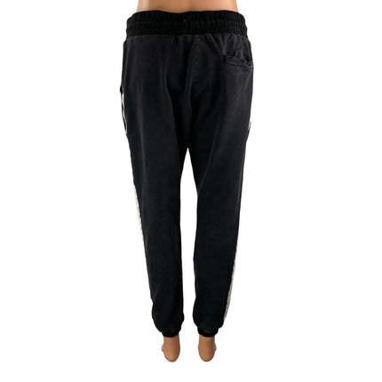 Yidarton Womens Black Striped Trim Drawstring Athletic Jogger Sweat Pants Size M