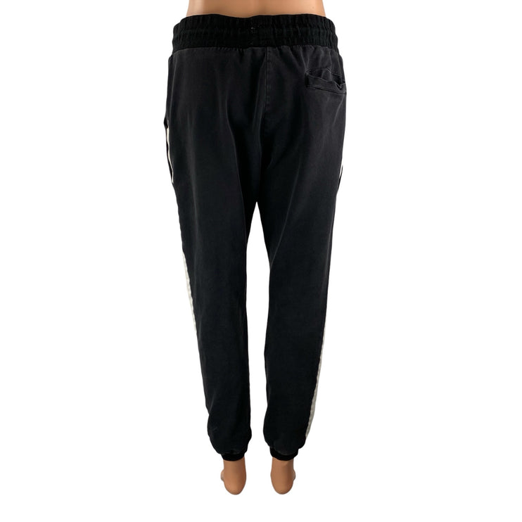 Yidarton Womens Black Striped Trim Drawstring Athletic Jogger Sweat Pants Size M