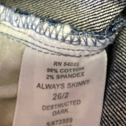 GAP 1969 Always Skinny Women's Blue Distressed Low Rise Denim Jeans Pants Sz 26