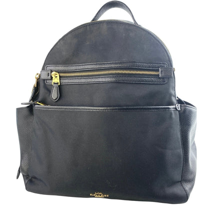 Coach Black Nylon Leather Zip Around Adjustable Strap Baby Diaper Backpack Bag