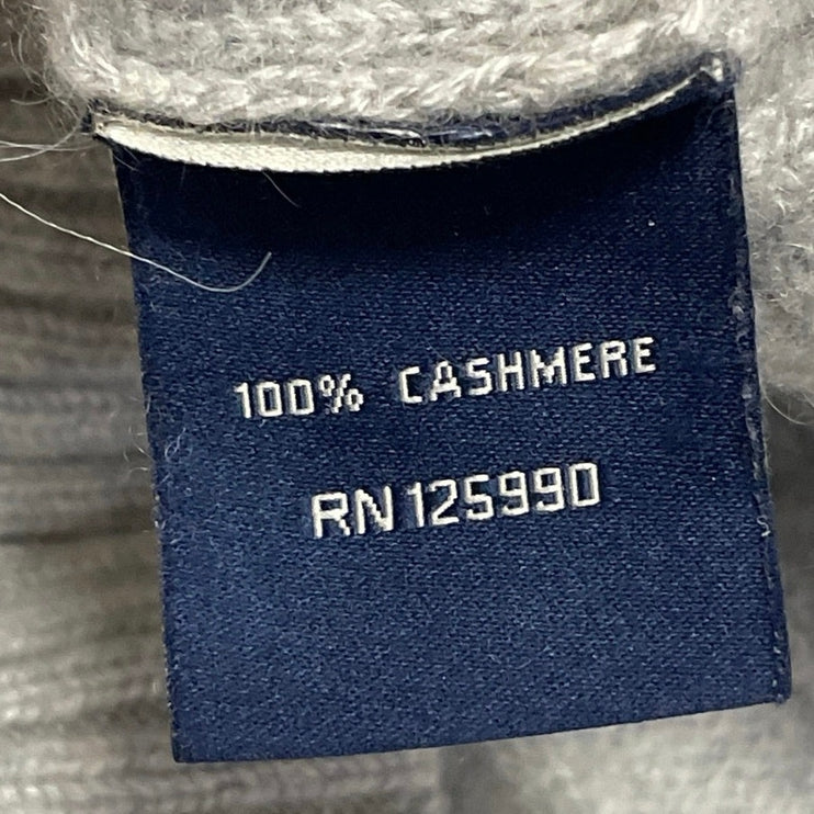 Faconnable Gray 100% Cashmere V Neck Cable Knit Long Sleeve Cropped Sweater Sz S