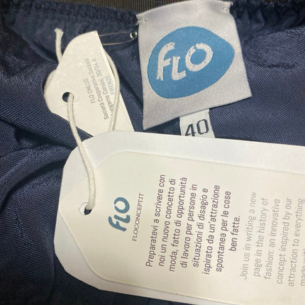 NEW Flo Navy Blue High Waisted Velvet Velour Wide Leg Trousers Pants Size US 10