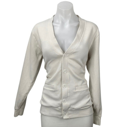 Greyson Women's White Long Sleeve V Neck Button Down Cardigan Sweater Size S