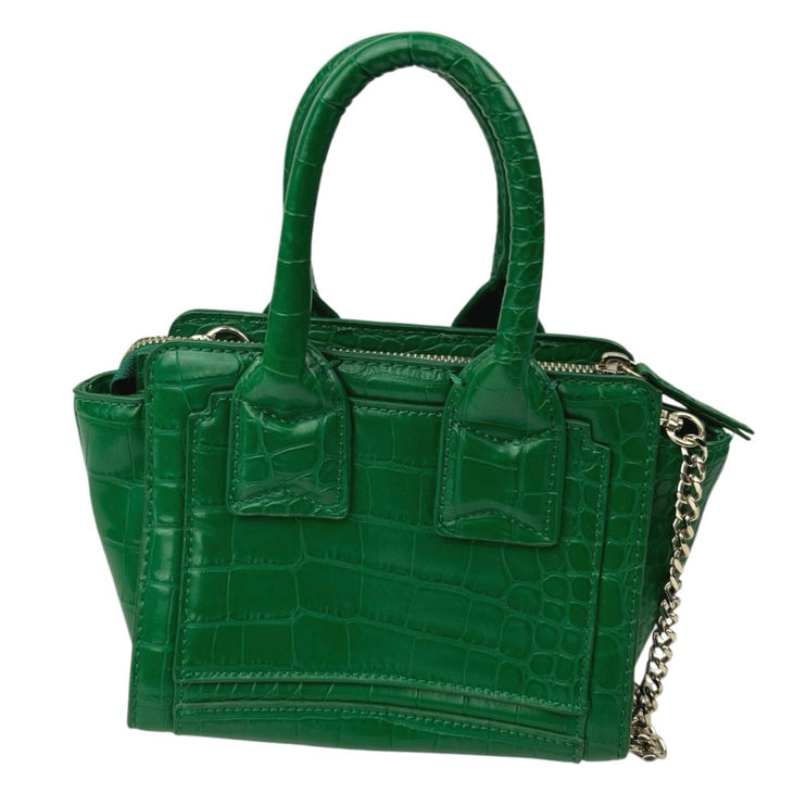 Zara Women's Green Leather Croc Embossed Chain Strap Handbag Crossbody Bag